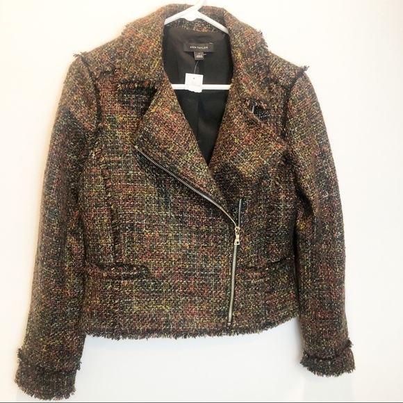 Ann Taylor Fringe Tweed Moto Jacket Size 6 NWT - Picture 2 of 8
